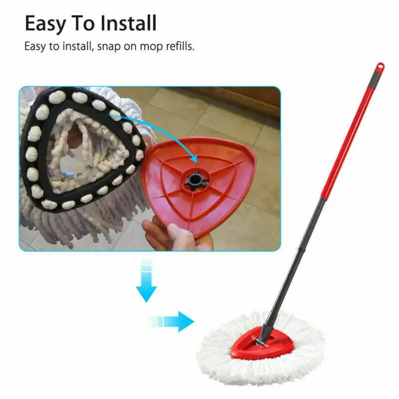 Easy Wring and Clean Floor Mop Turbo Microfibre 2in1 Replacement Refill Mop Head Accessory Home Cleaning Tools Mop