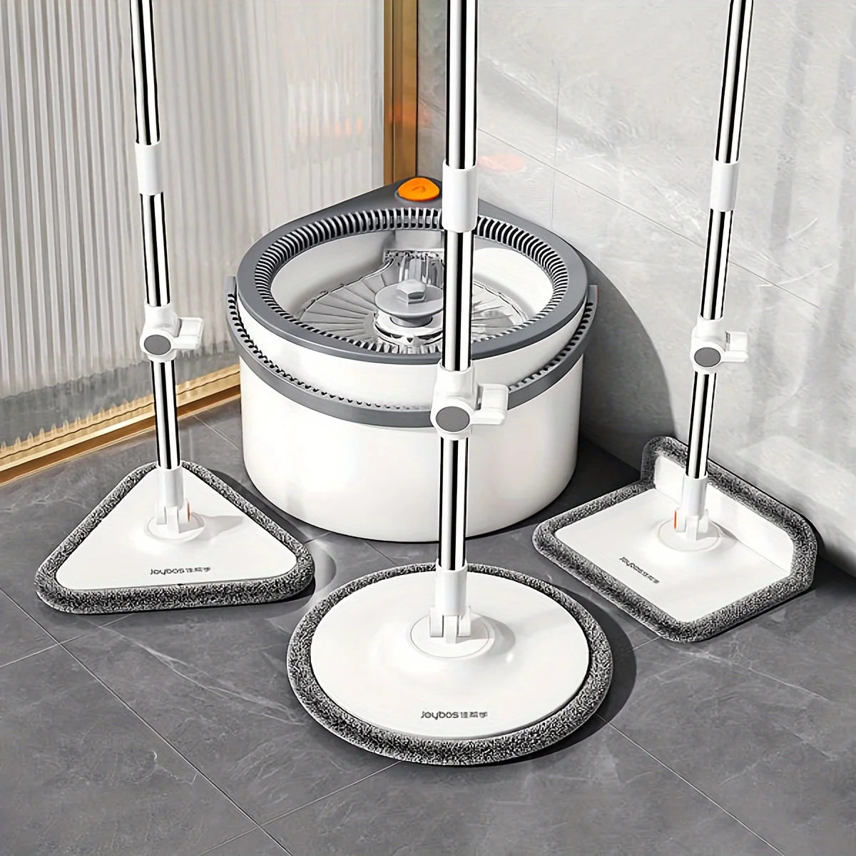usJoybos® Sewage Separation Hands-free Wash Mop And Bucket Set, With Three Types Mop Heads, Household Rotating Floor Mop, Lazy Mop, Dust Removal Mop, Dry And Wet Use, Perfect For Home, Kitchen, Bathroom Floor, Cleaning Supplies, Cleaning Tool.d