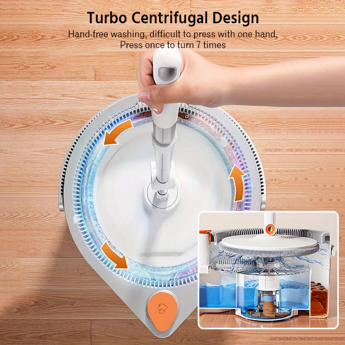 usJoybos® Sewage Separation Hands-free Wash Mop And Bucket Set, With Three Types Mop Heads, Household Rotating Floor Mop, Lazy Mop, Dust Removal Mop, Dry And Wet Use, Perfect For Home, Kitchen, Bathroom Floor, Cleaning Supplies, Cleaning Tool.d
