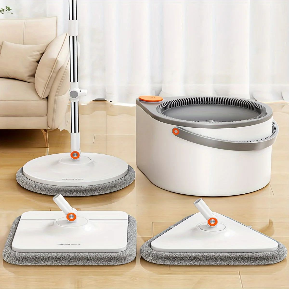 usJoybos® Sewage Separation Hands-free Wash Mop And Bucket Set, With Three Types Mop Heads, Household Rotating Floor Mop, Lazy Mop, Dust Removal Mop, Dry And Wet Use, Perfect For Home, Kitchen, Bathroom Floor, Cleaning Supplies, Cleaning Tool.d