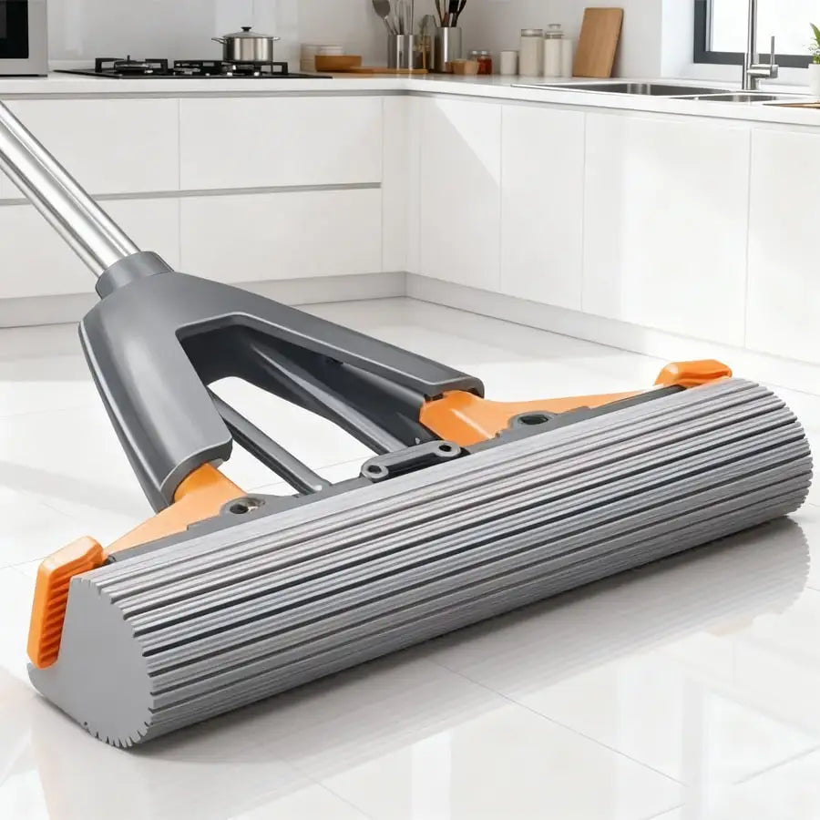 Effortless Flooring Clean for the Hectic Work Life: Hands - Free Squeeze Sponge Mop with Stainless Steel Handle